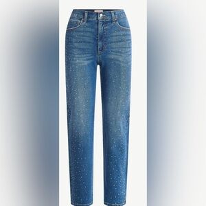 Sofia Vergara Women's Lana Embellished Relaxed Straight Cropped High Rise Jeans